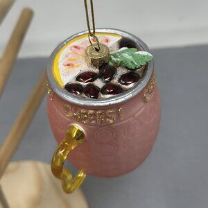 Pink Moscow Mule Cocktail Ornament – Holiday Drink Mug Decor